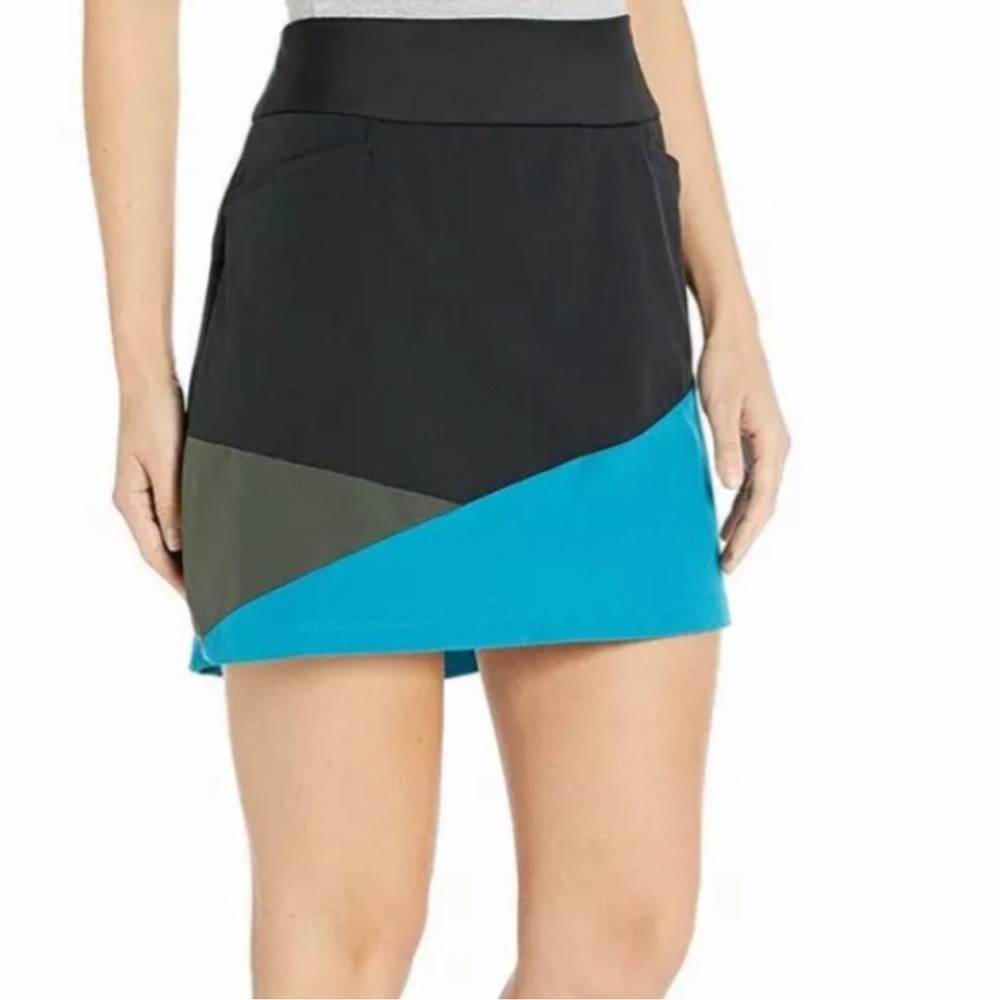 Adidas Color Block Golf Skirt Black Gray and Teal Small